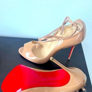 Christian Louboutin Leather Cutout Accent T-Strap Pumps